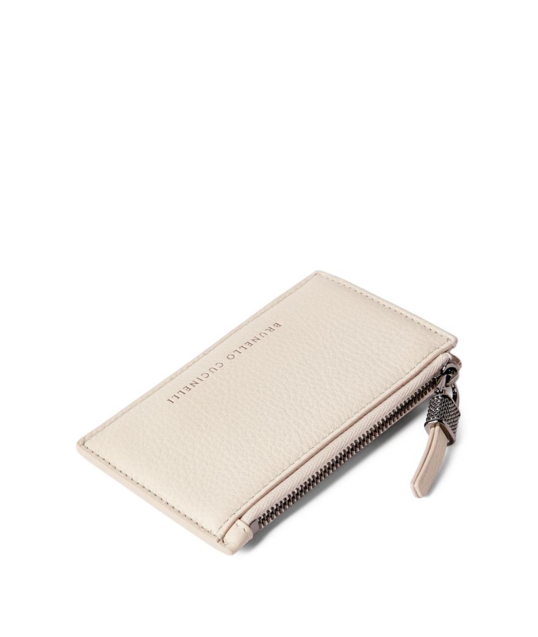 BRUNELLO CUCINELLI Бежевый кожаный кошелек, фото 4