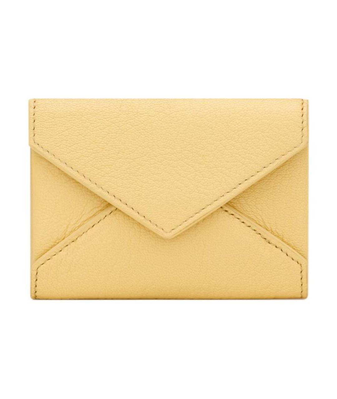 SAINT LAURENT Желтый кожаный кардхолдер, фото 1