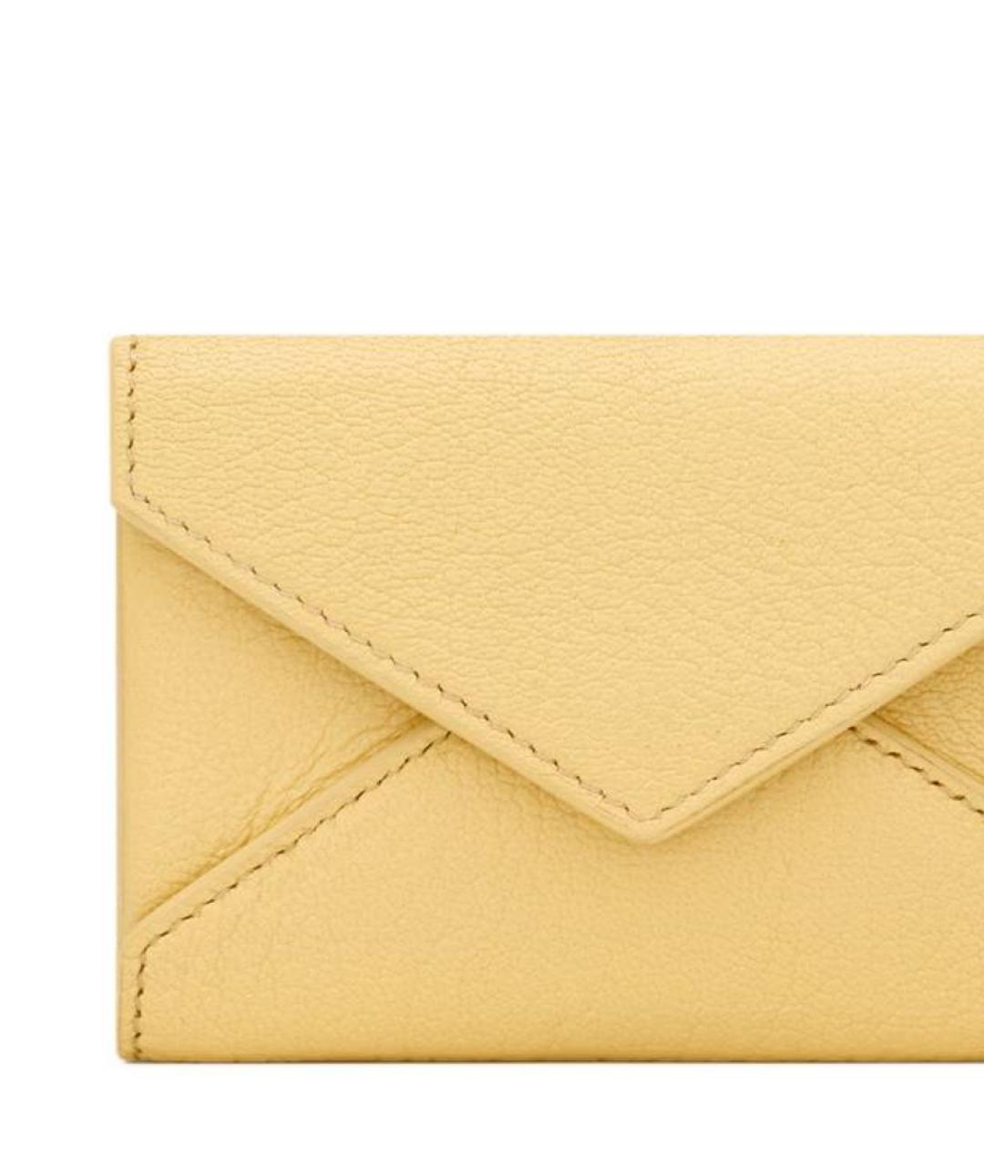 SAINT LAURENT Желтый кожаный кардхолдер, фото 5