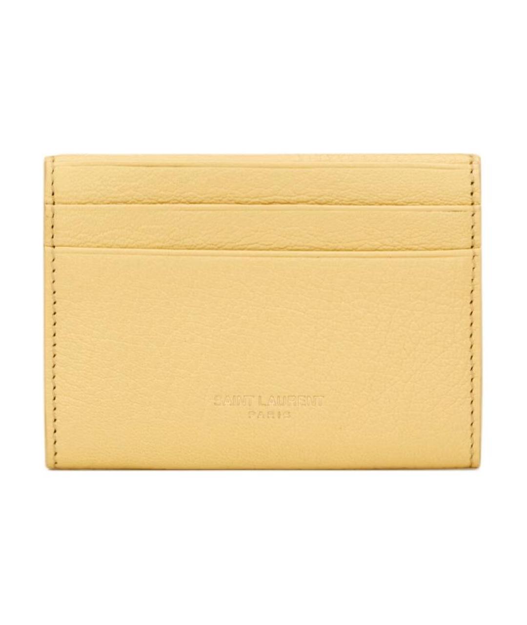 SAINT LAURENT Желтый кожаный кардхолдер, фото 3