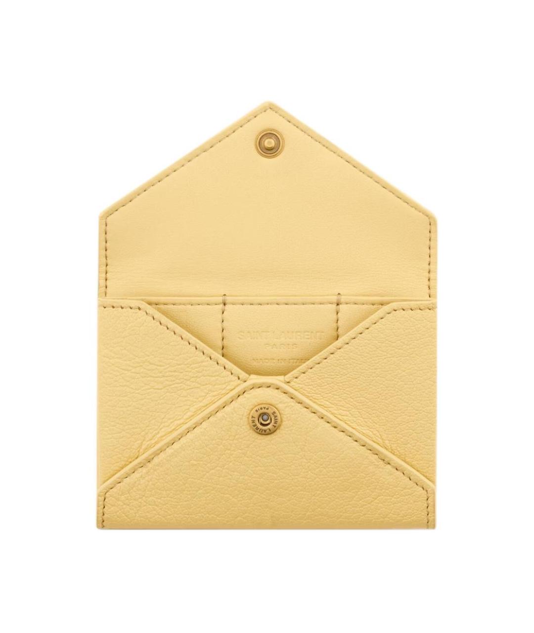 SAINT LAURENT Желтый кожаный кардхолдер, фото 4