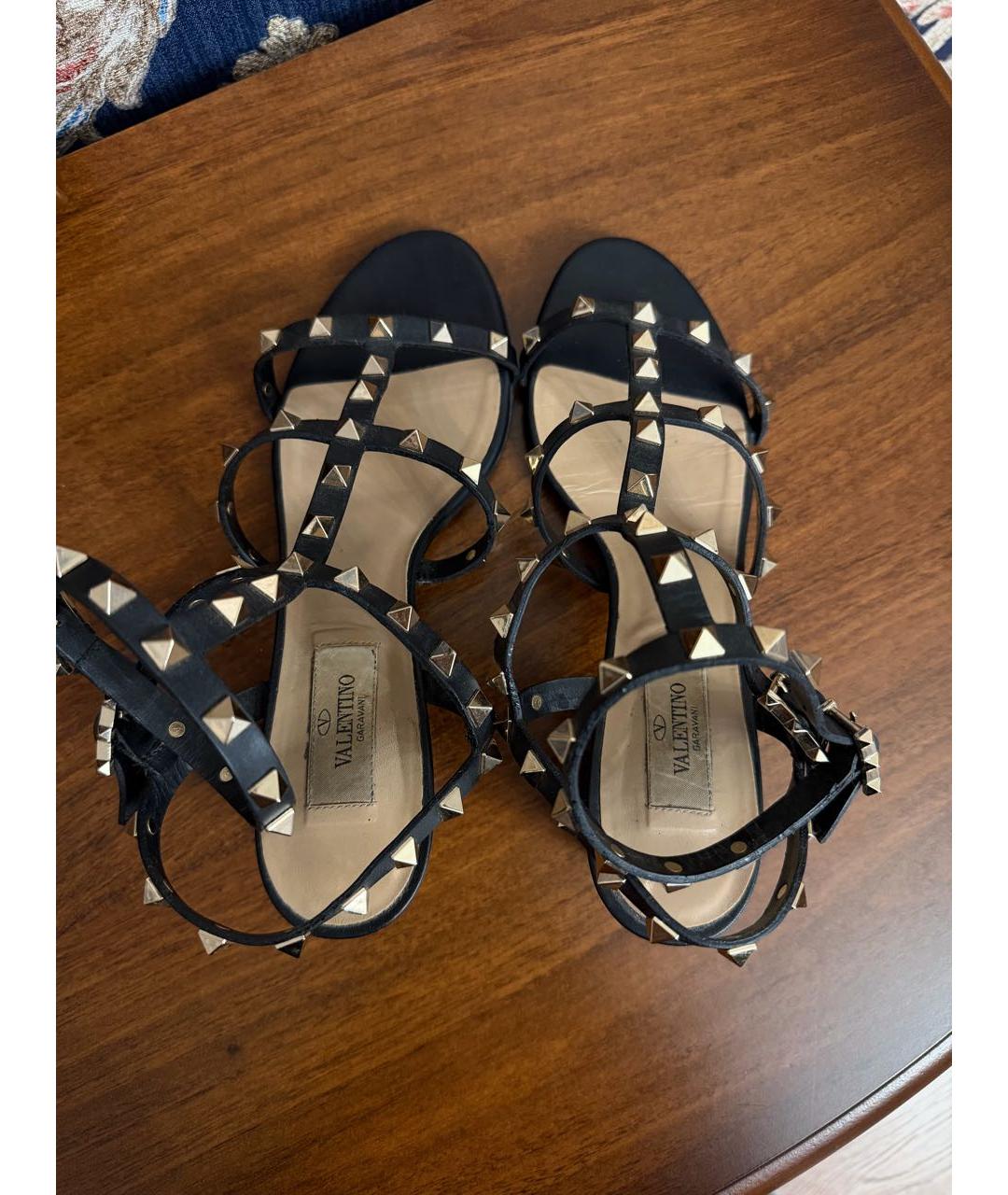 VALENTINO Черные кожаные босоножки, фото 3