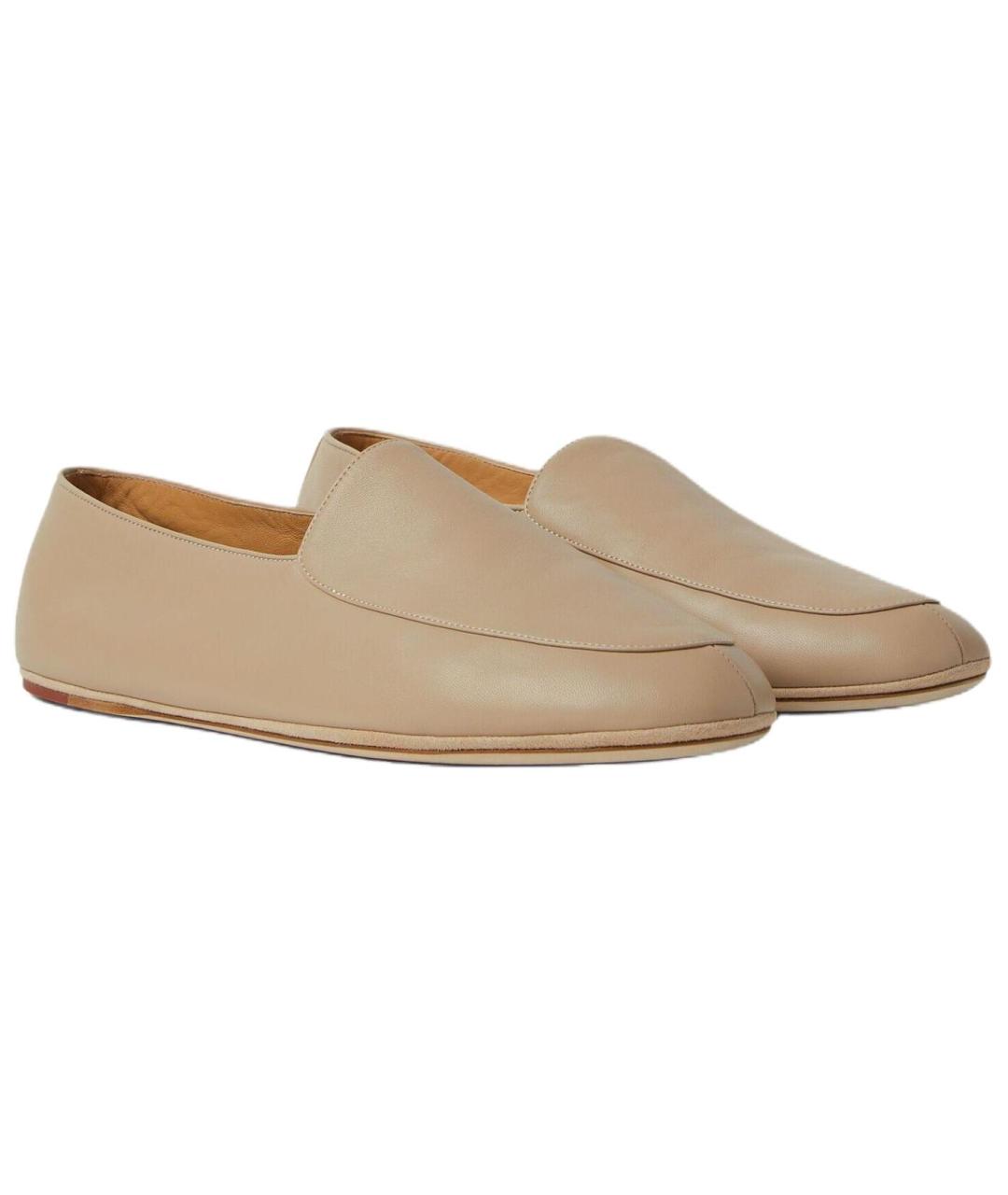 LORO PIANA Бежевые кожаные лоферы, фото 3