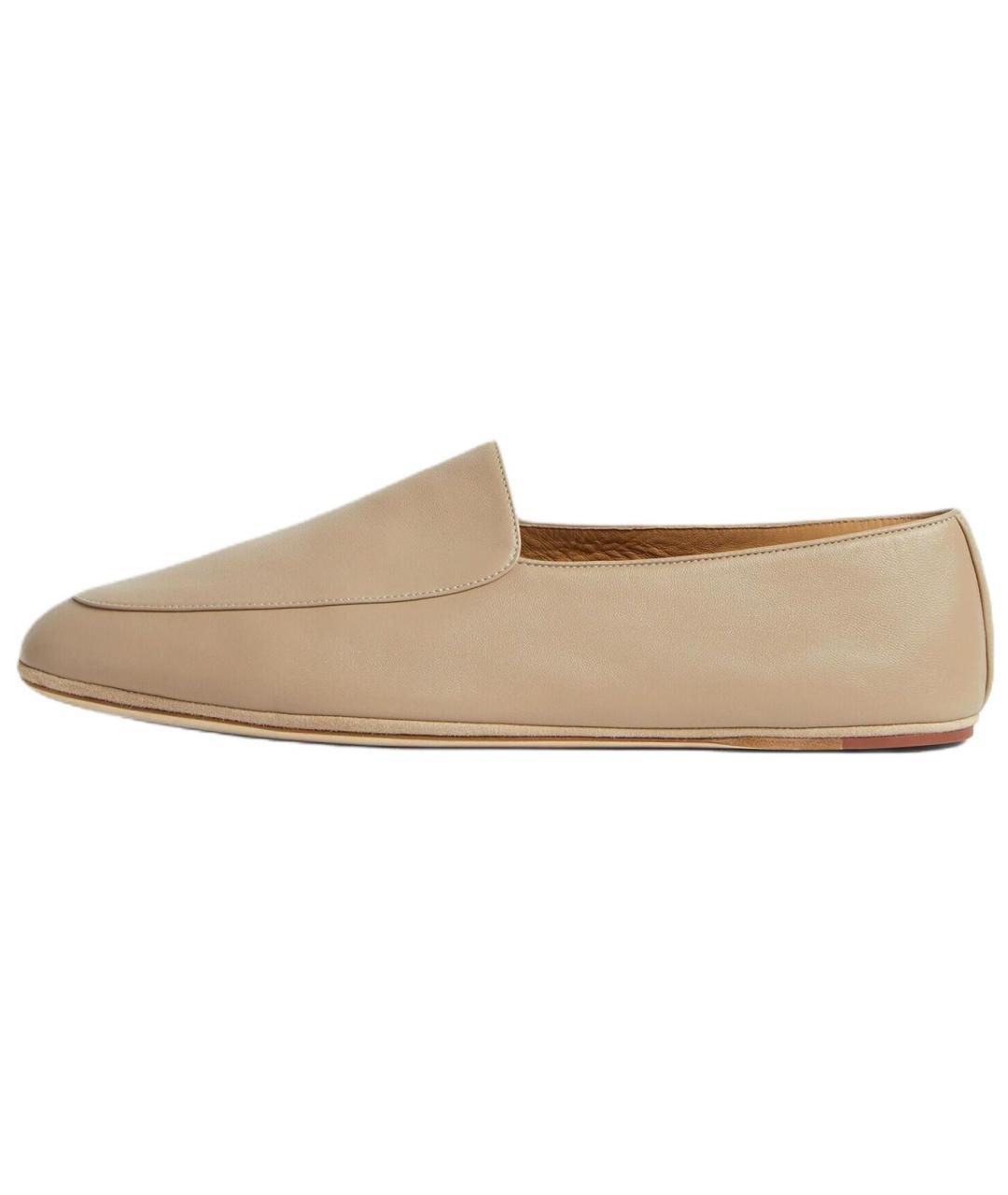 LORO PIANA Бежевые кожаные лоферы, фото 2