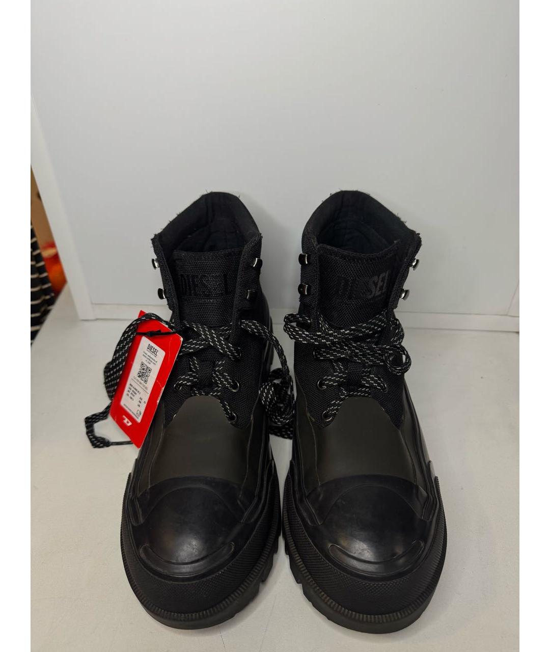DIESEL Черные текстильные высокие ботинки, фото 2