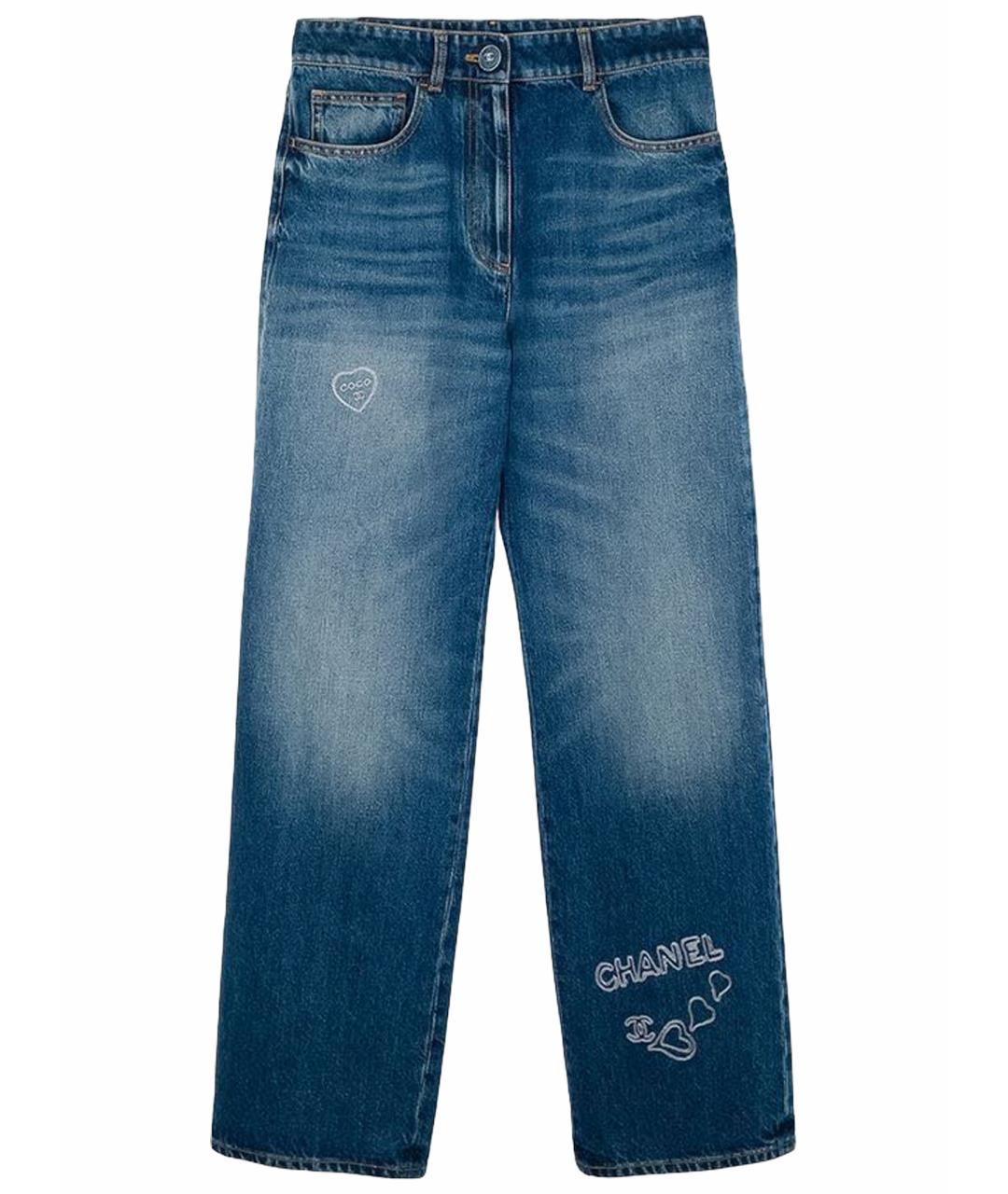 CHANEL Синие хлопковые прямые джинсы, фото 1