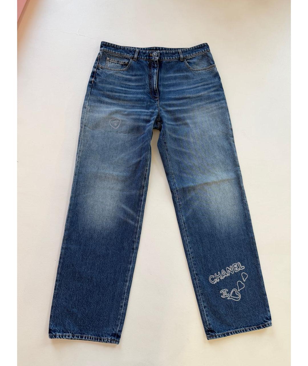 CHANEL Синие хлопковые прямые джинсы, фото 2
