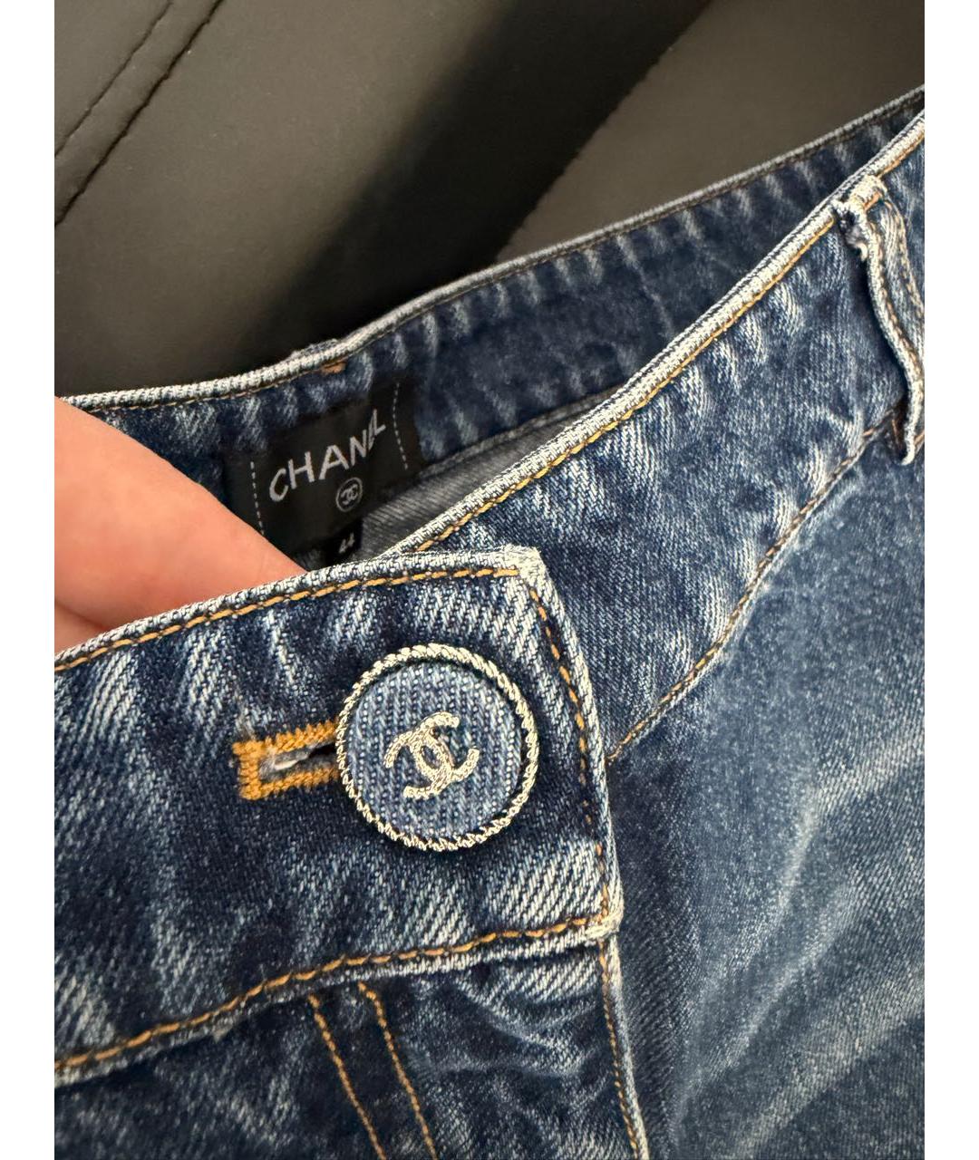 CHANEL Синие хлопковые прямые джинсы, фото 3