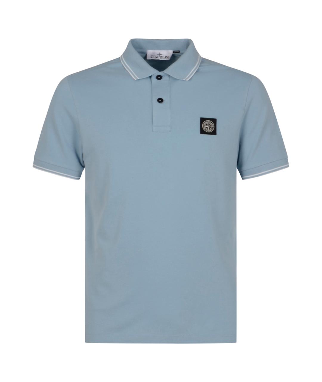 STONE ISLAND Синее хлопковое поло с коротким рукавом, фото 1