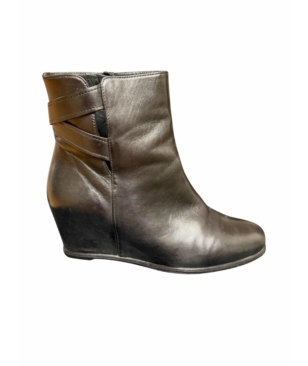 STUART WEITZMAN Черные кожаные полусапоги, фото 1