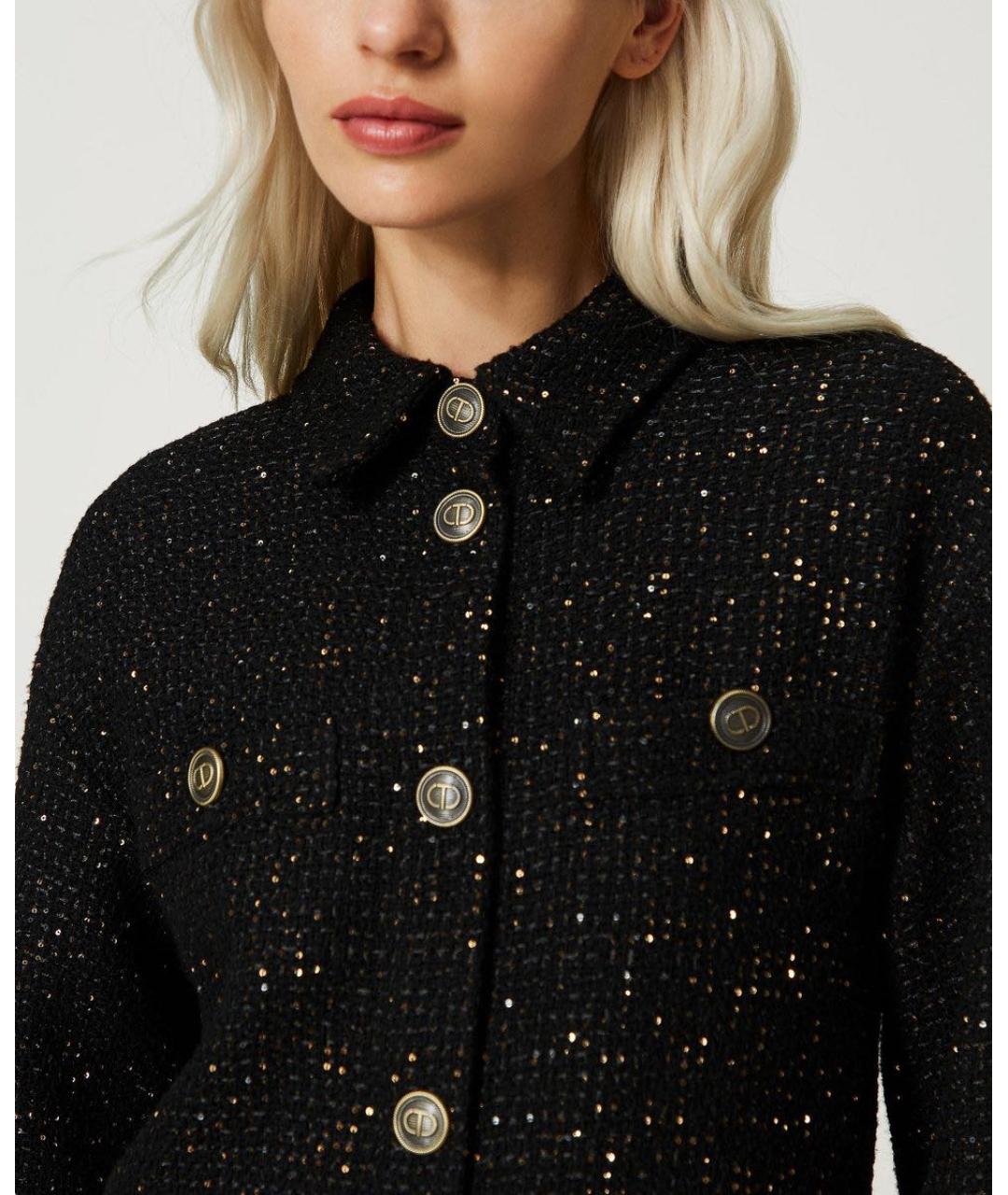 TWIN-SET Черный шерстяной жакет/пиджак, фото 3