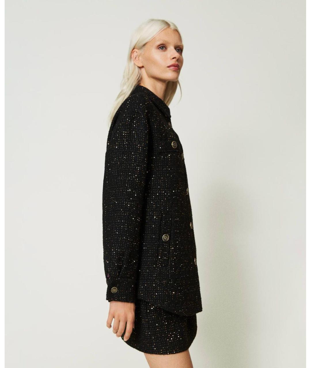 TWIN-SET Черный шерстяной жакет/пиджак, фото 5