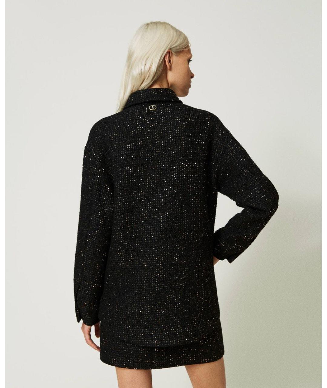 TWIN-SET Черный шерстяной жакет/пиджак, фото 2