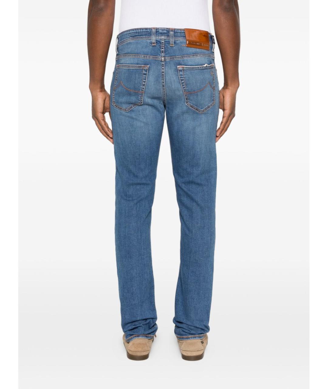 JACOB COHEN Синие хлопковые прямые джинсы, фото 3