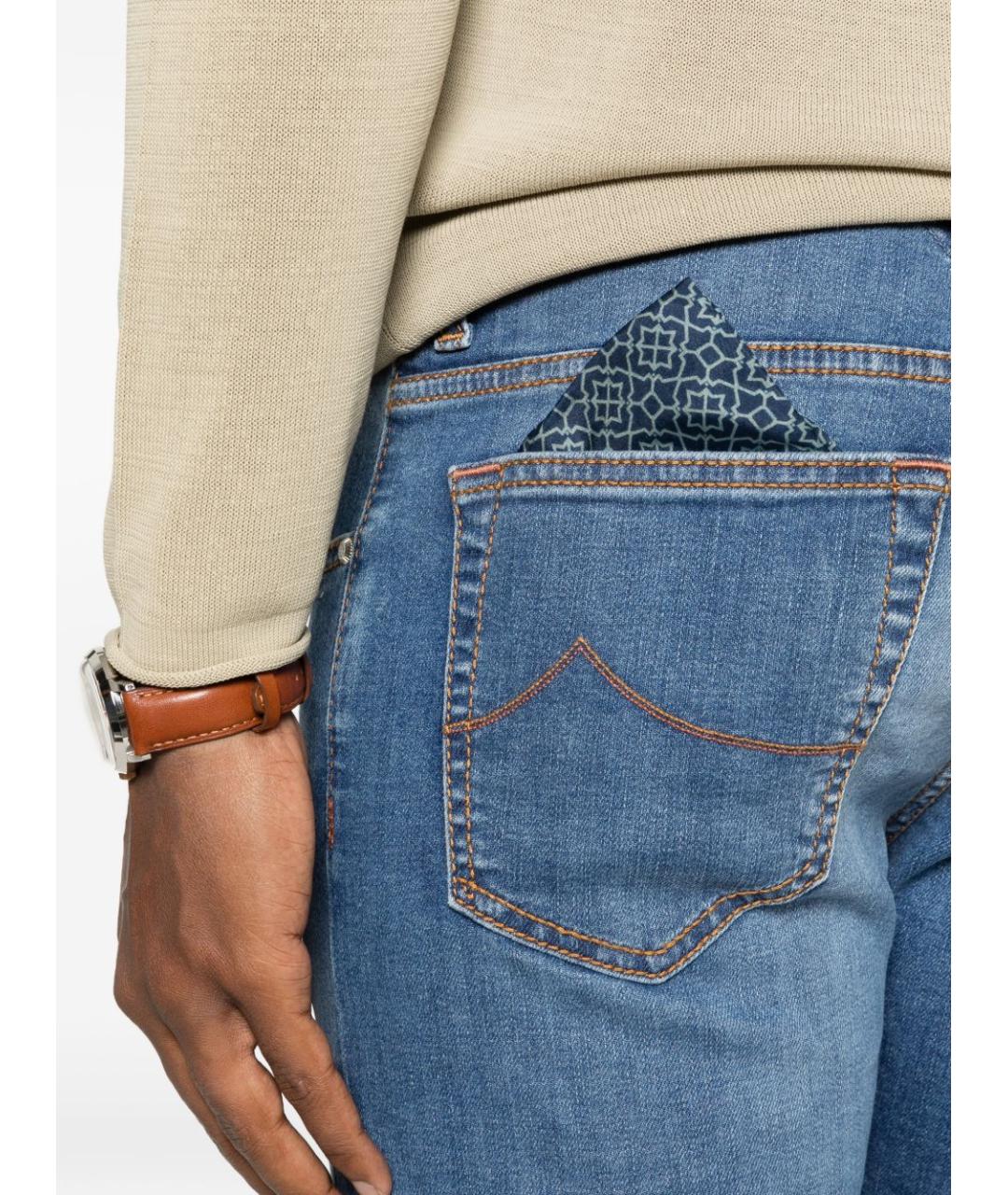 JACOB COHEN Синие хлопковые прямые джинсы, фото 2