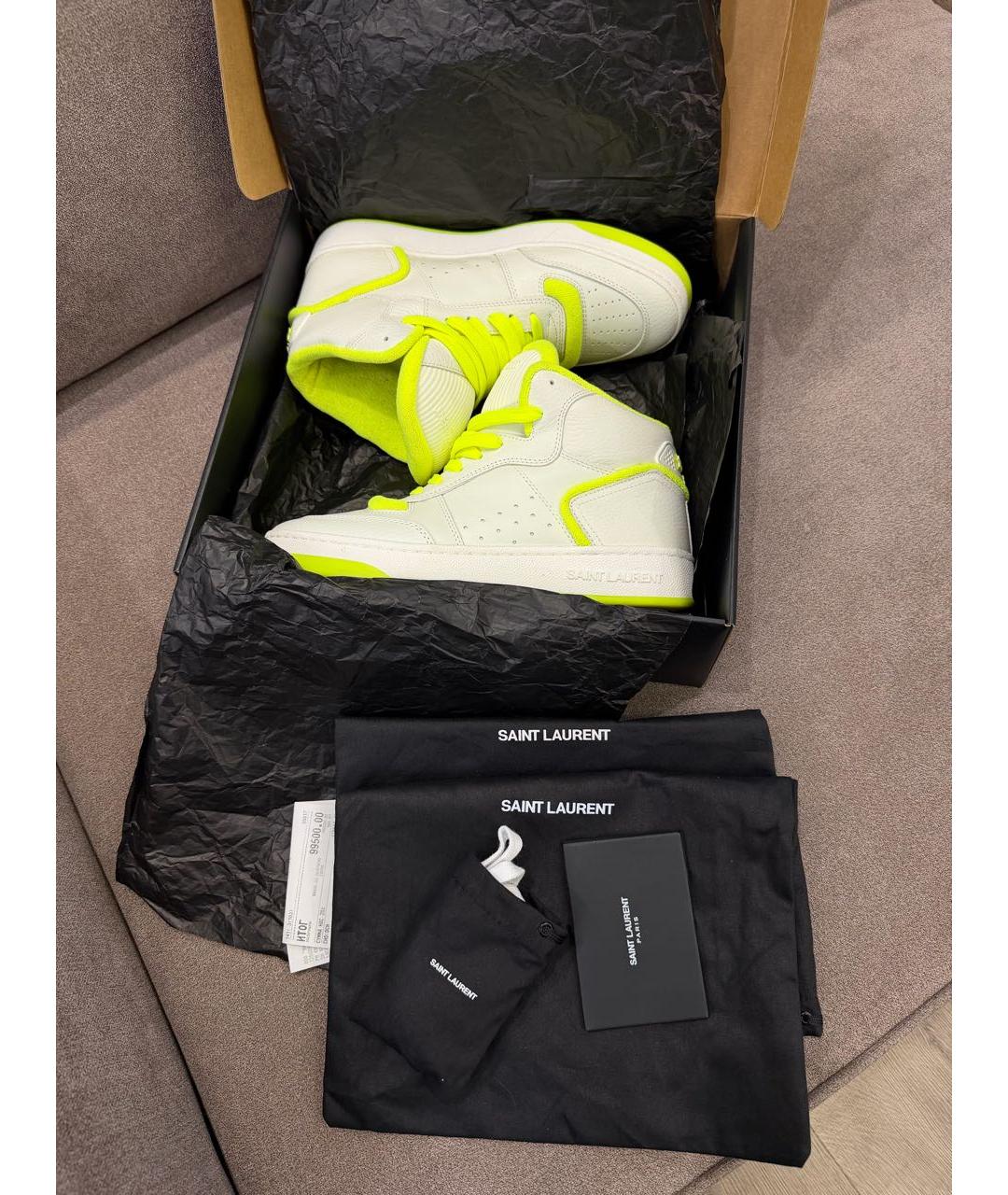 SAINT LAURENT Белые кожаные кроссовки, фото 6