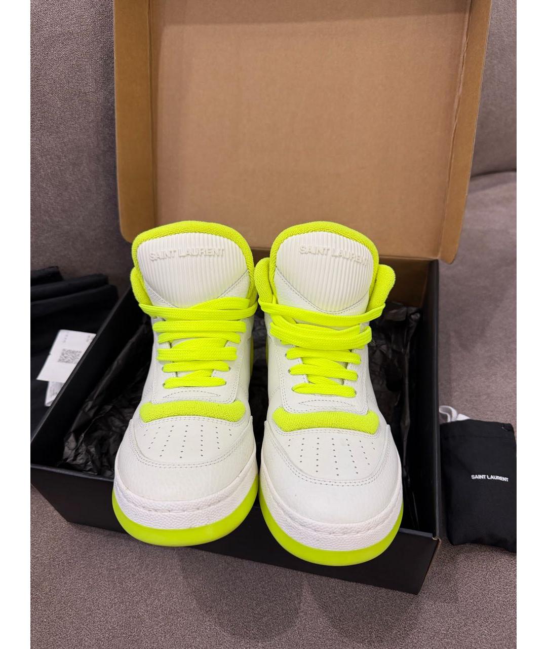 SAINT LAURENT Белые кожаные кроссовки, фото 2