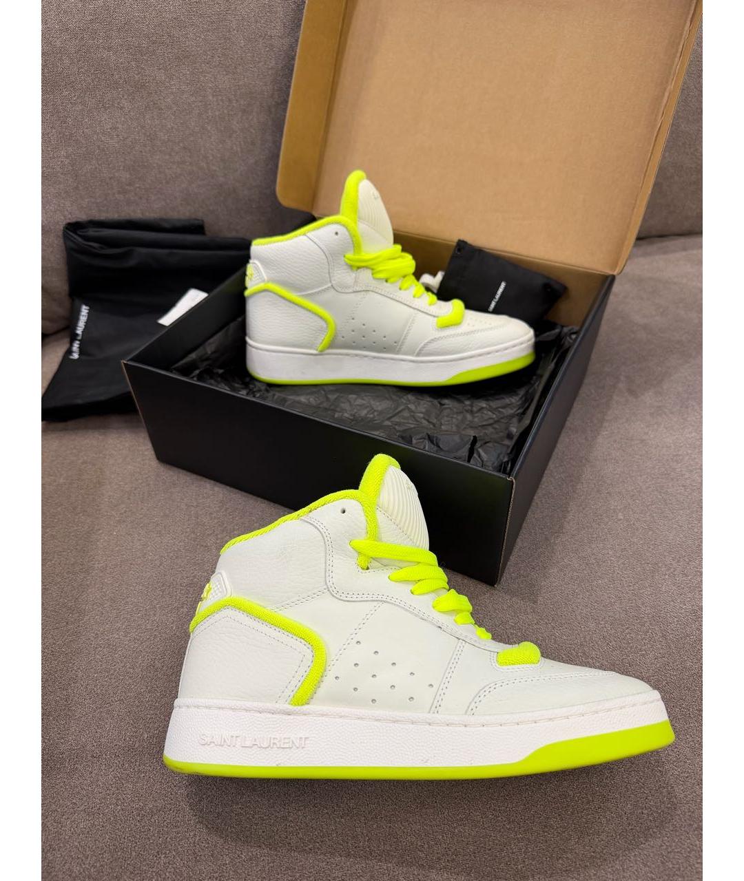 SAINT LAURENT Белые кожаные кроссовки, фото 7