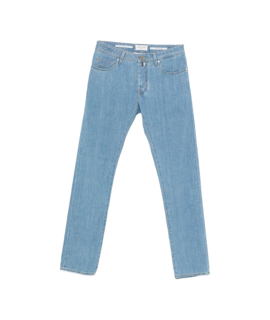 JACOB COHEN Голубые хлопковые прямые джинсы, фото 1