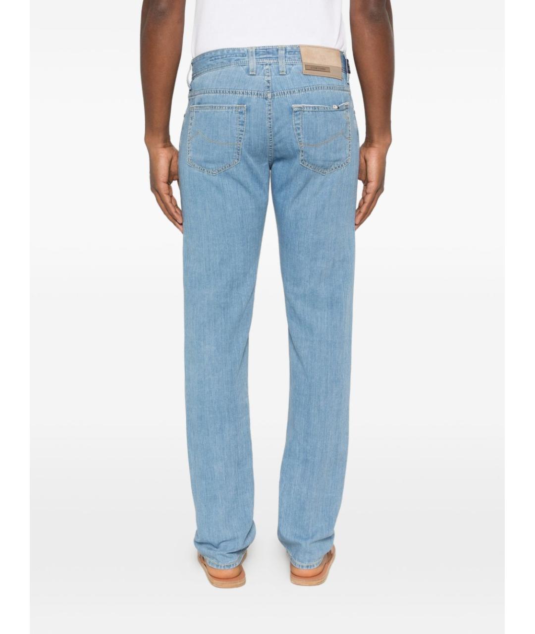 JACOB COHEN Голубые хлопковые прямые джинсы, фото 3
