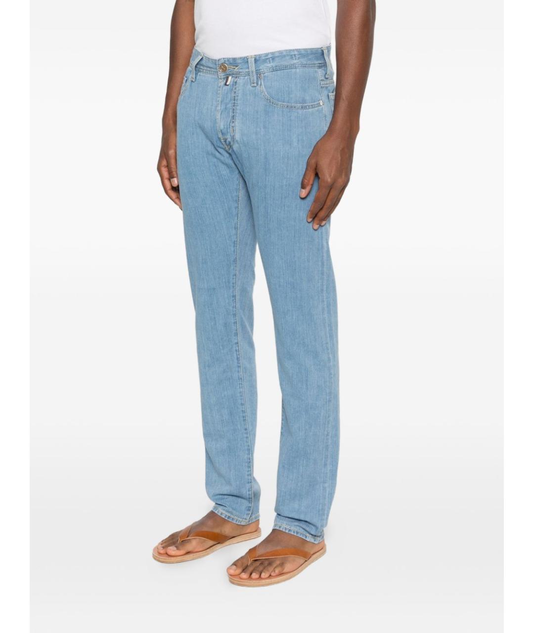 JACOB COHEN Голубые хлопковые прямые джинсы, фото 2