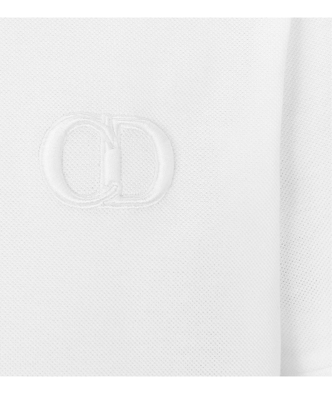 CHRISTIAN DIOR Белое хлопковое поло с коротким рукавом, фото 3