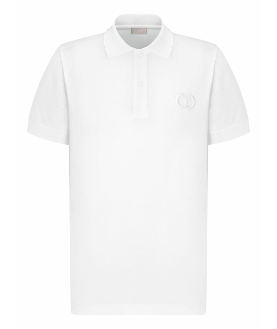 CHRISTIAN DIOR Белое хлопковое поло с коротким рукавом, фото 1