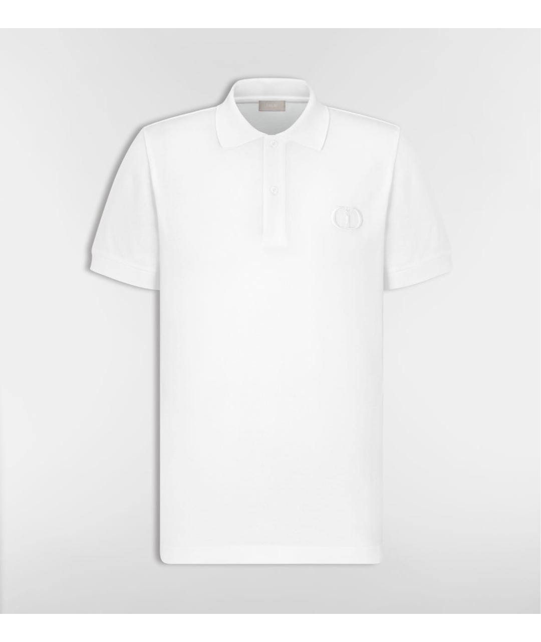 CHRISTIAN DIOR Белое хлопковое поло с коротким рукавом, фото 7