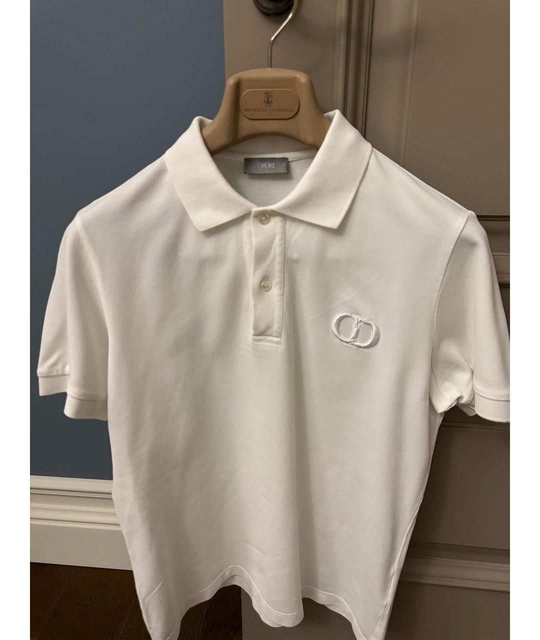 CHRISTIAN DIOR Белое хлопковое поло с коротким рукавом, фото 5