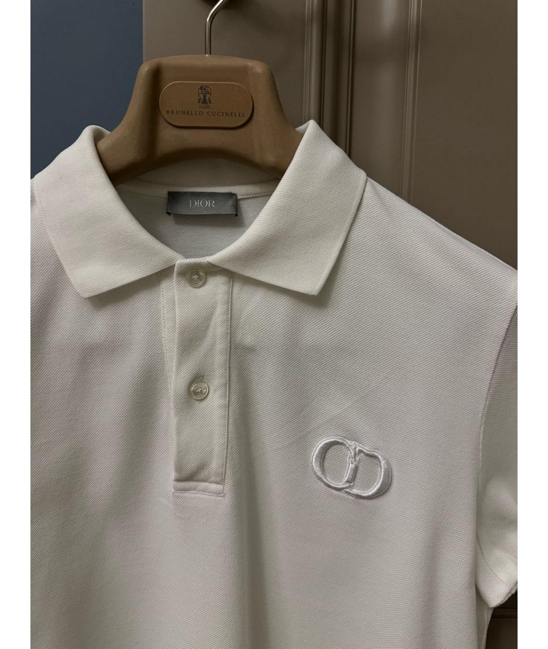 CHRISTIAN DIOR Белое хлопковое поло с коротким рукавом, фото 4