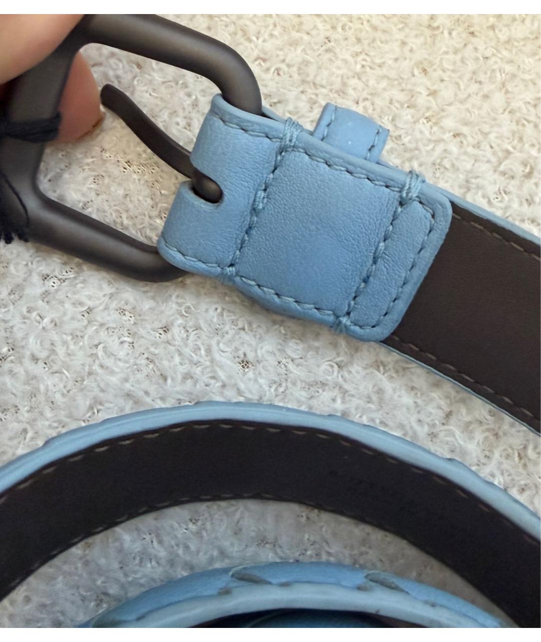 BOTTEGA VENETA Голубой кожаный ремень, фото 6