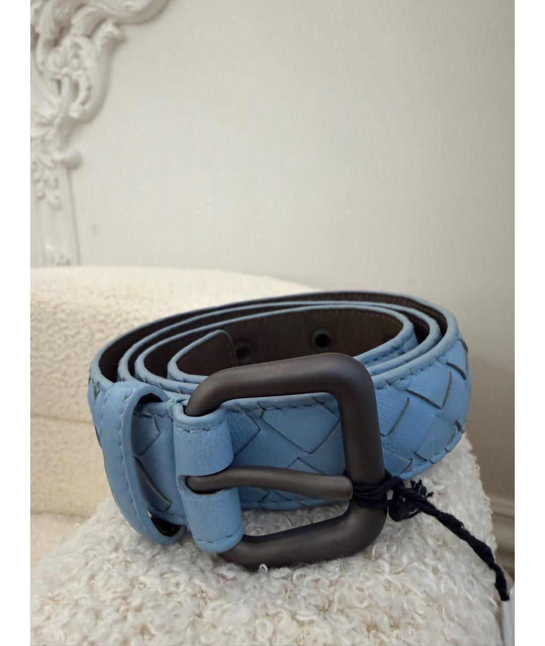 BOTTEGA VENETA Голубой кожаный ремень, фото 2