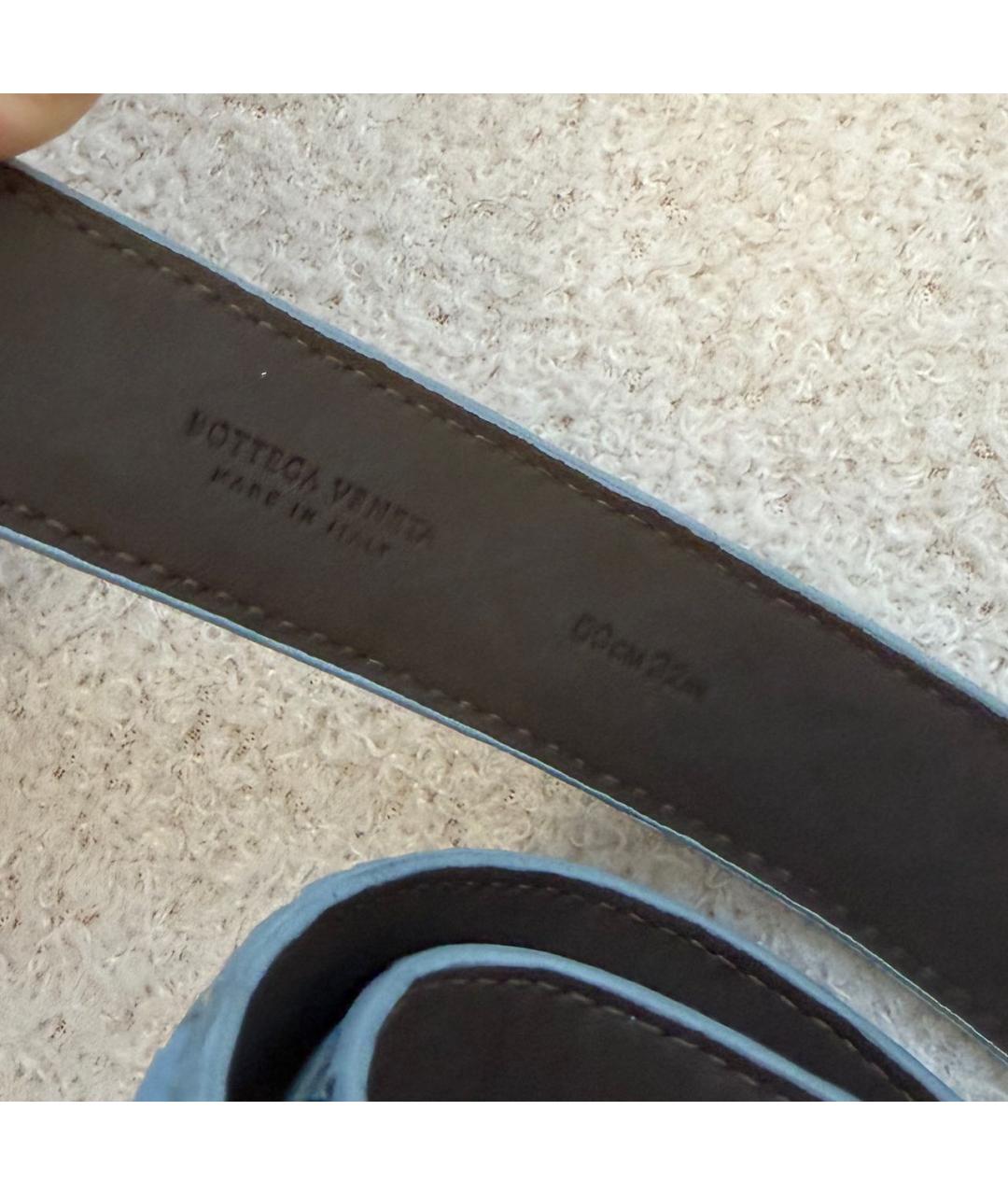 BOTTEGA VENETA Голубой кожаный ремень, фото 5