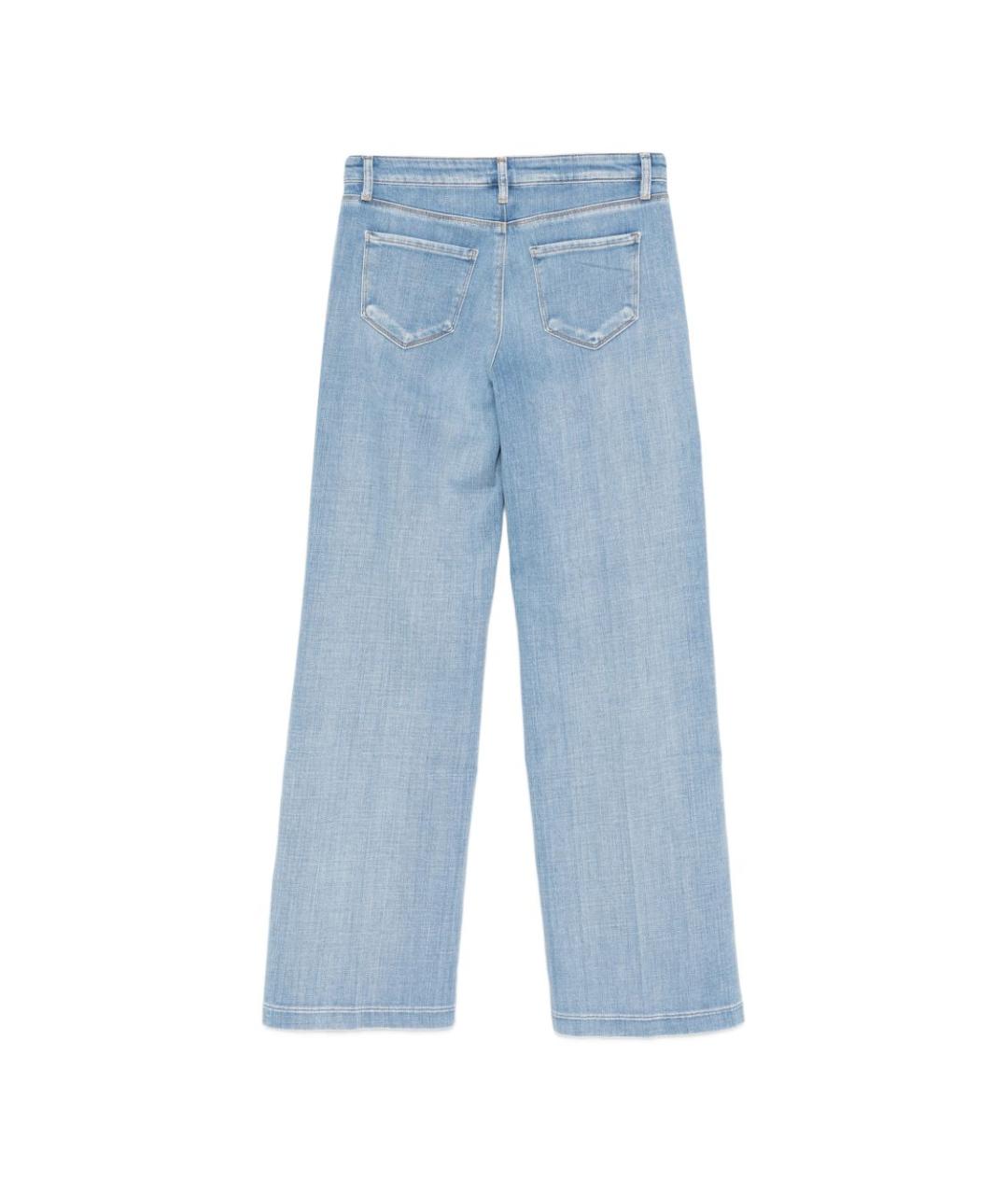 L'AGENCE Голубые хлопковые прямые джинсы, фото 3