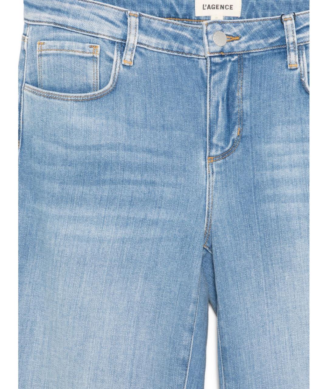 L'AGENCE Голубые хлопковые прямые джинсы, фото 2