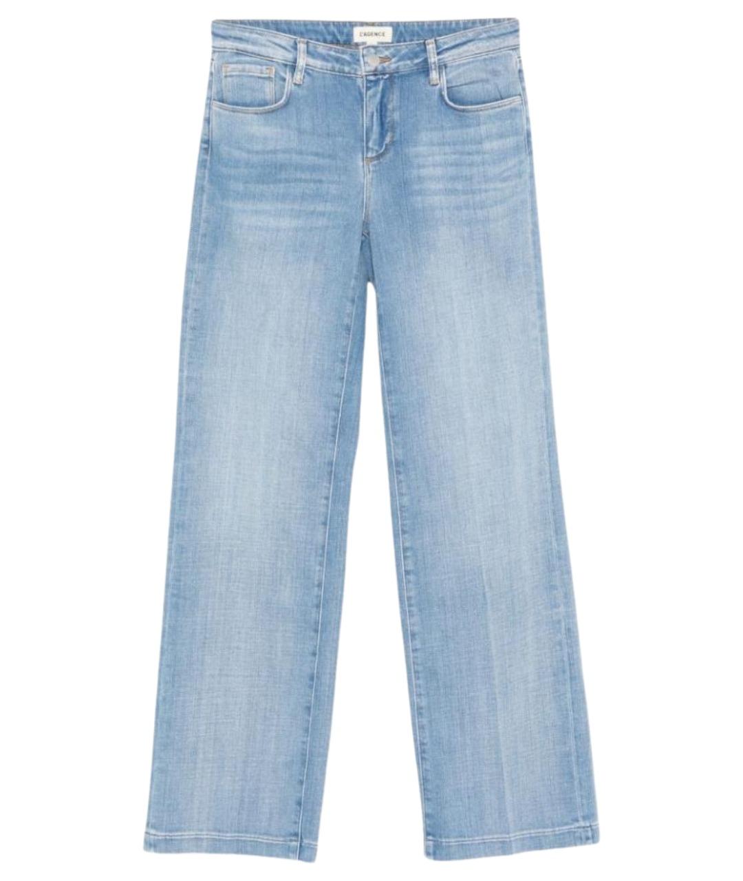 L'AGENCE Голубые хлопковые прямые джинсы, фото 1