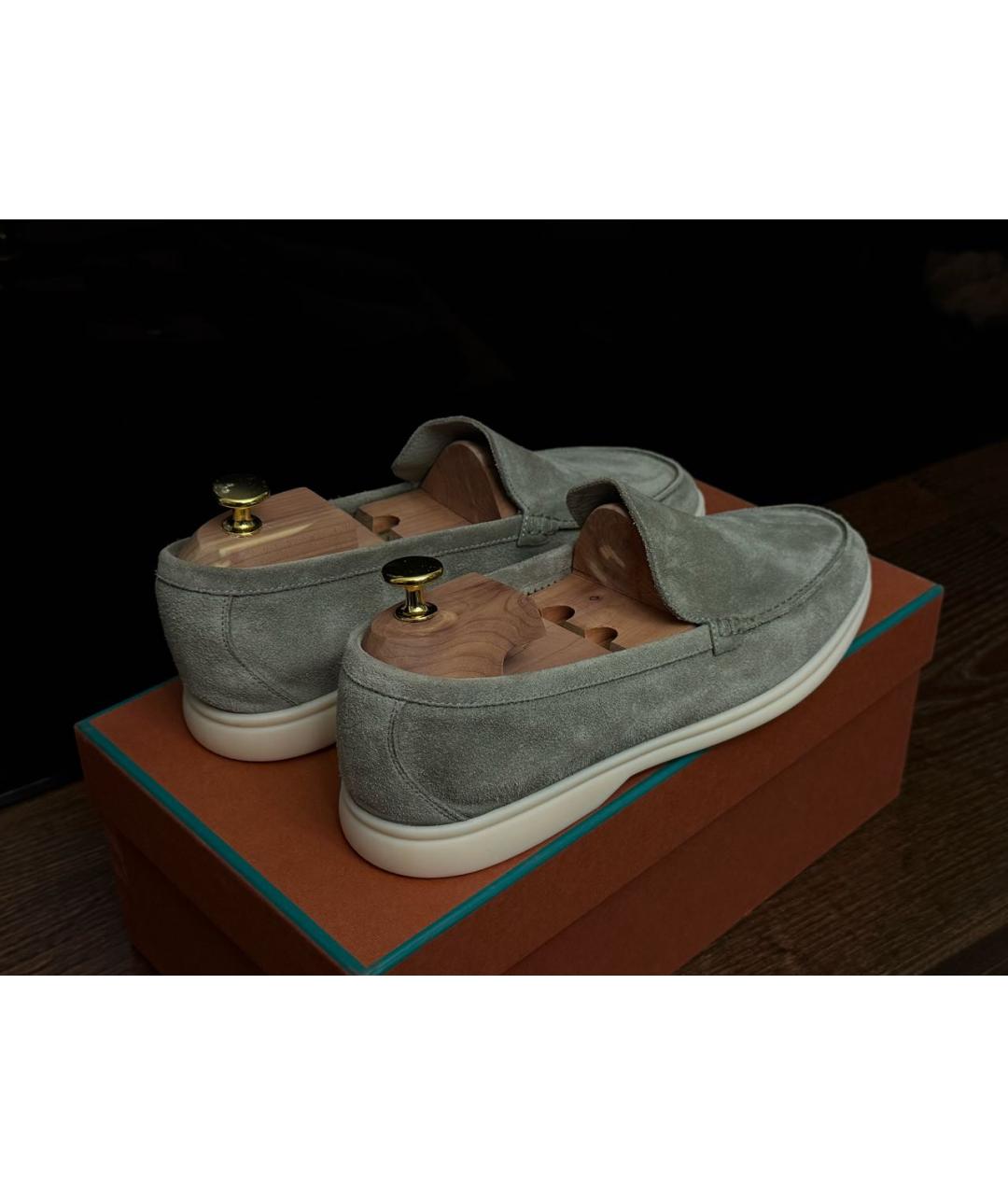 LORO PIANA Зеленые замшевые лоферы, фото 5