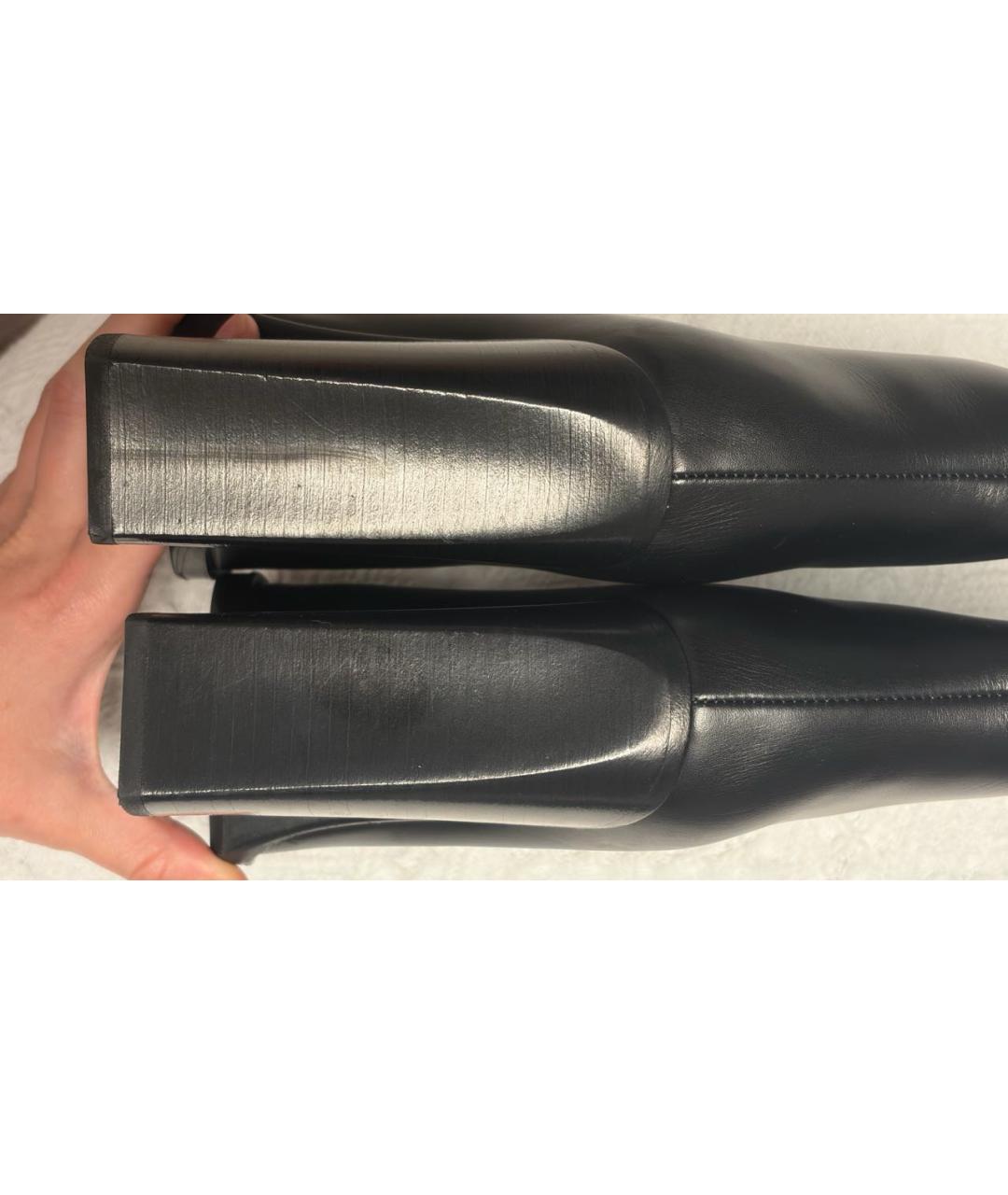 SAINT LAURENT Черные кожаные сапоги, фото 4