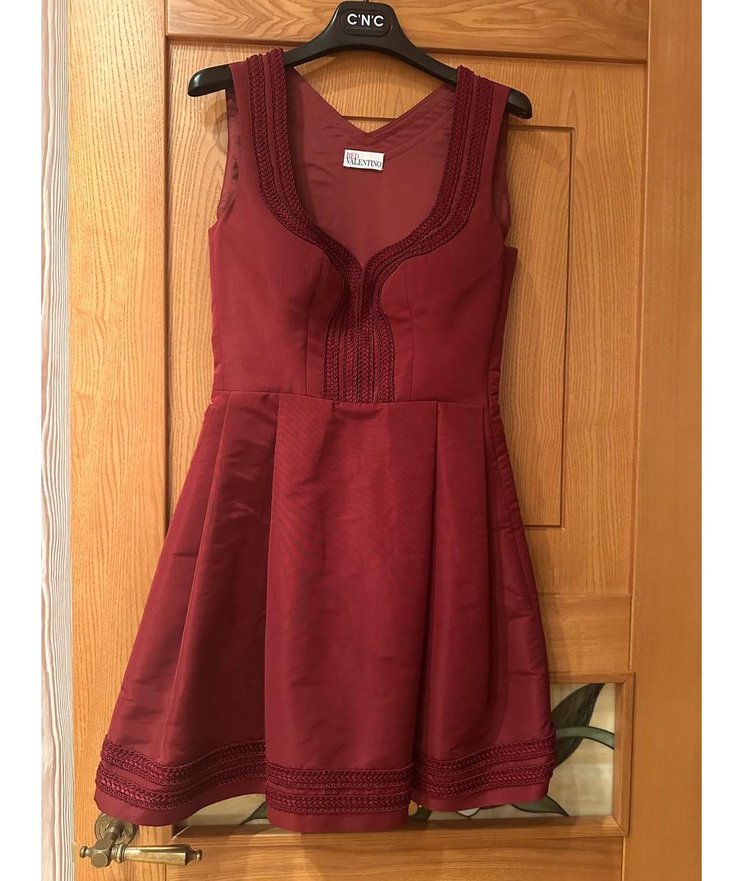 RED VALENTINO Бордовое хлопковое коктейльное платье, фото 4
