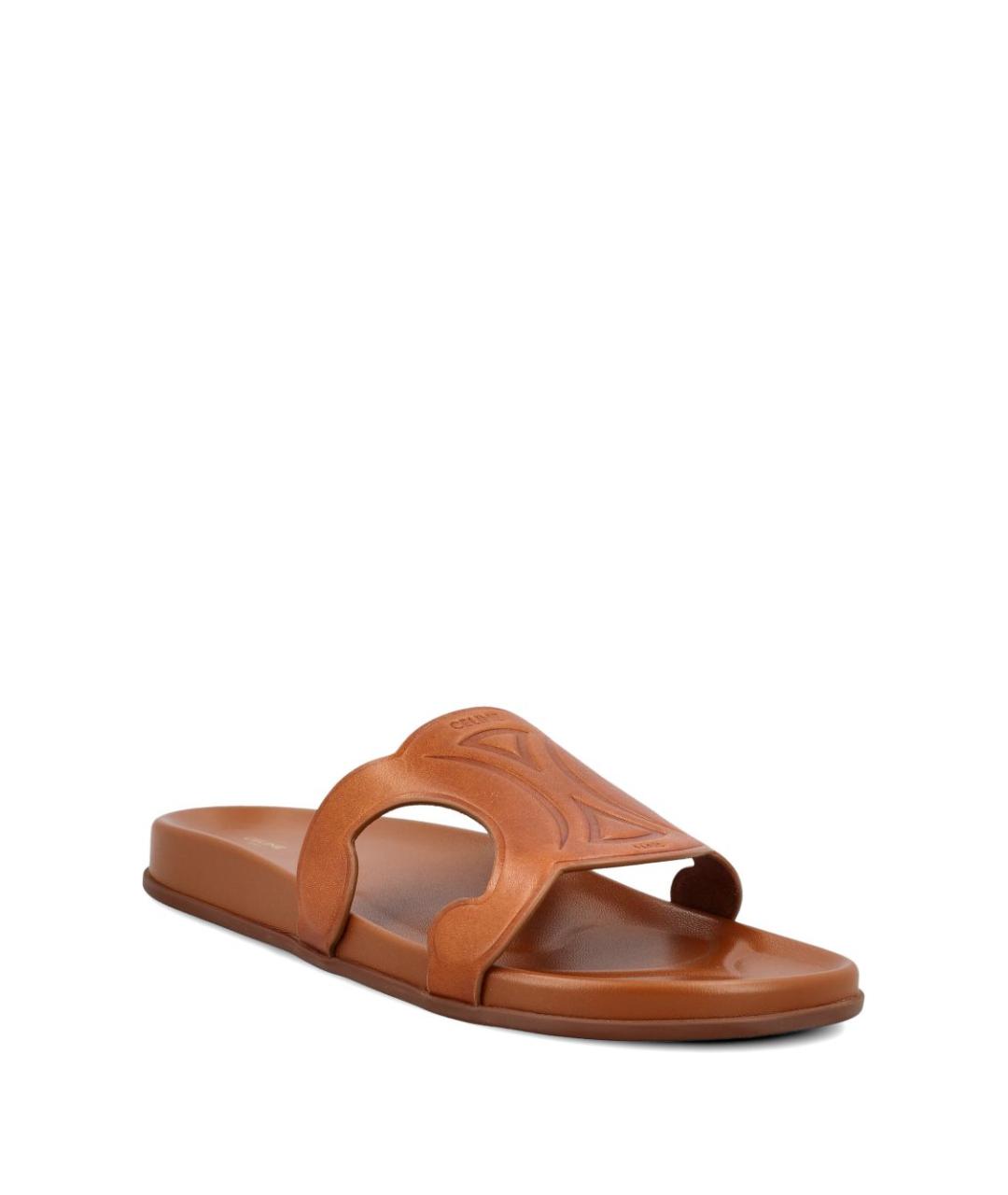 CELINE Коричневые кожаные сандалии, фото 4