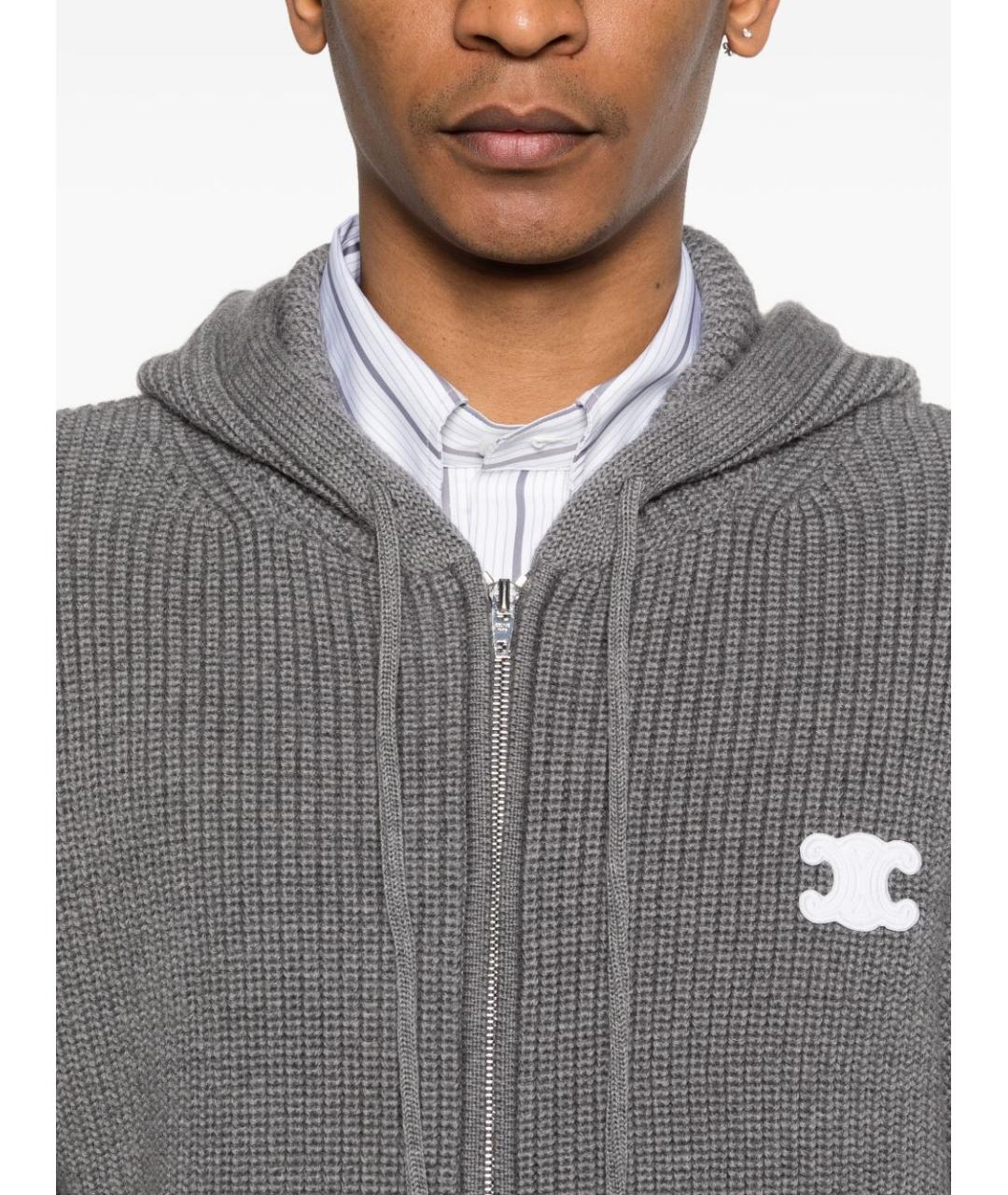 CELINE Серый шерстяной кардиган, фото 3