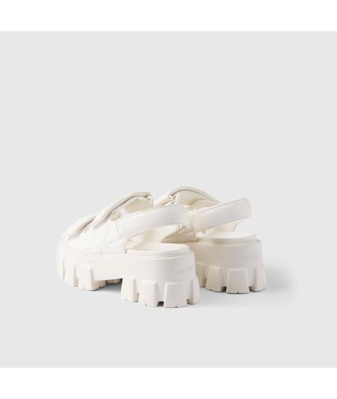 PRADA Белые кожаные сандалии, фото 4