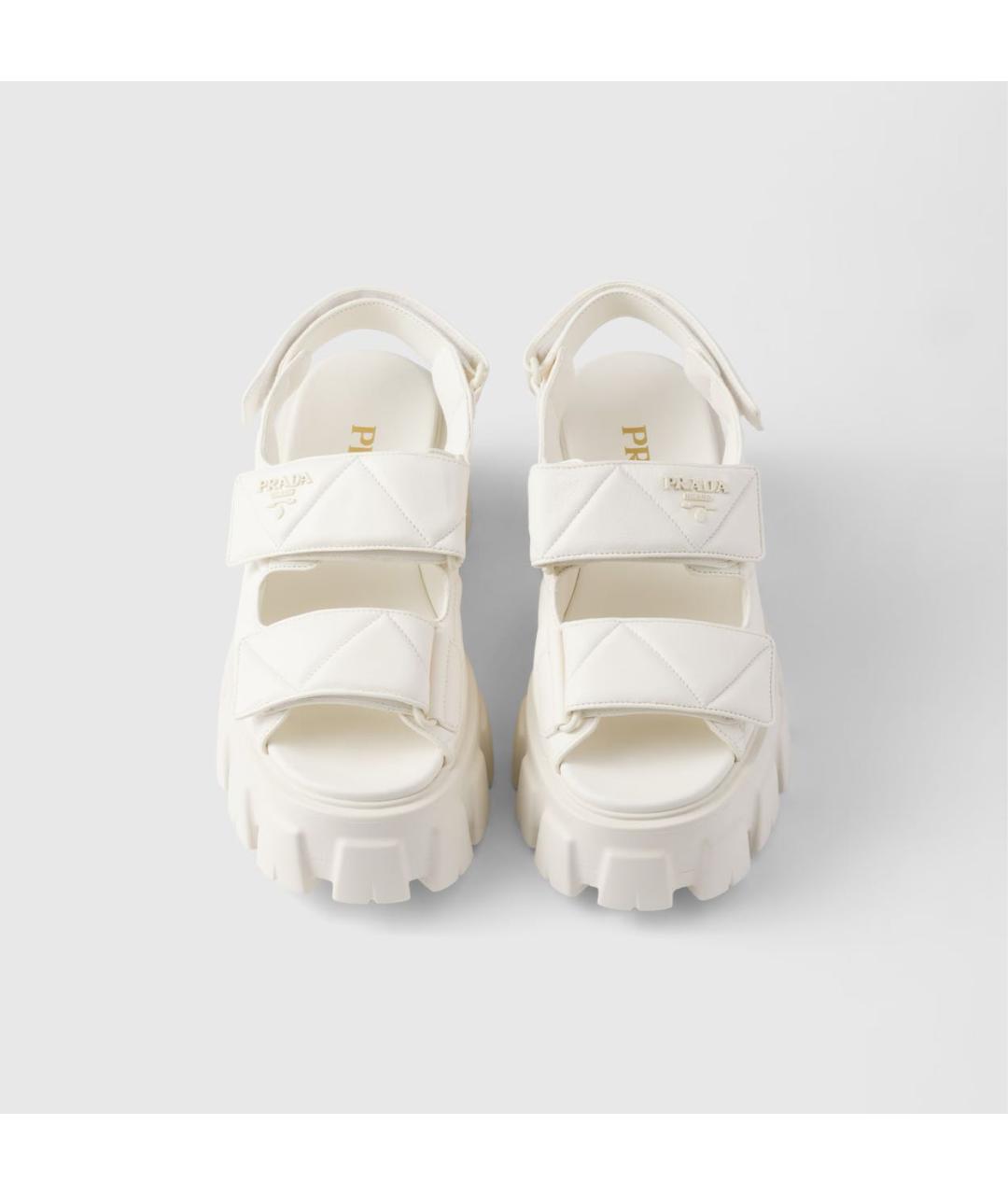 PRADA Белые кожаные сандалии, фото 3