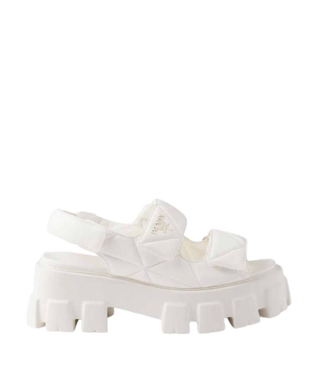 PRADA Белые кожаные сандалии, фото 1