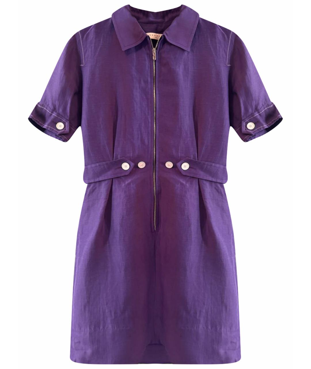 SANDRO Фиолетовое льняное повседневное платье, фото 1