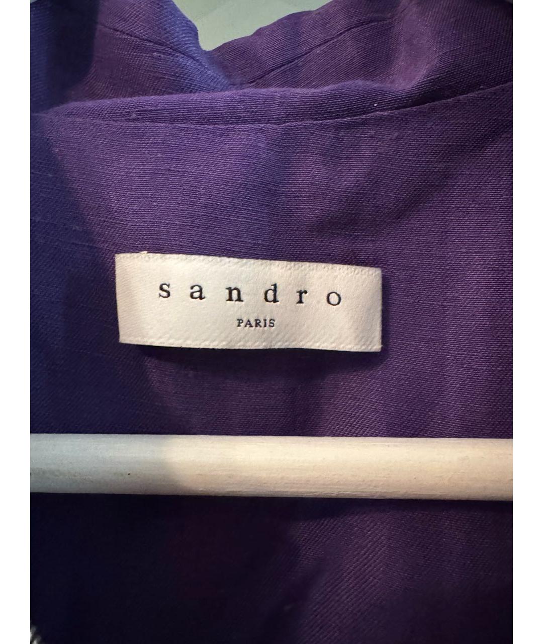 SANDRO Фиолетовое льняное повседневное платье, фото 3