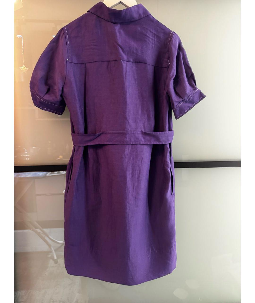 SANDRO Фиолетовое льняное повседневное платье, фото 2