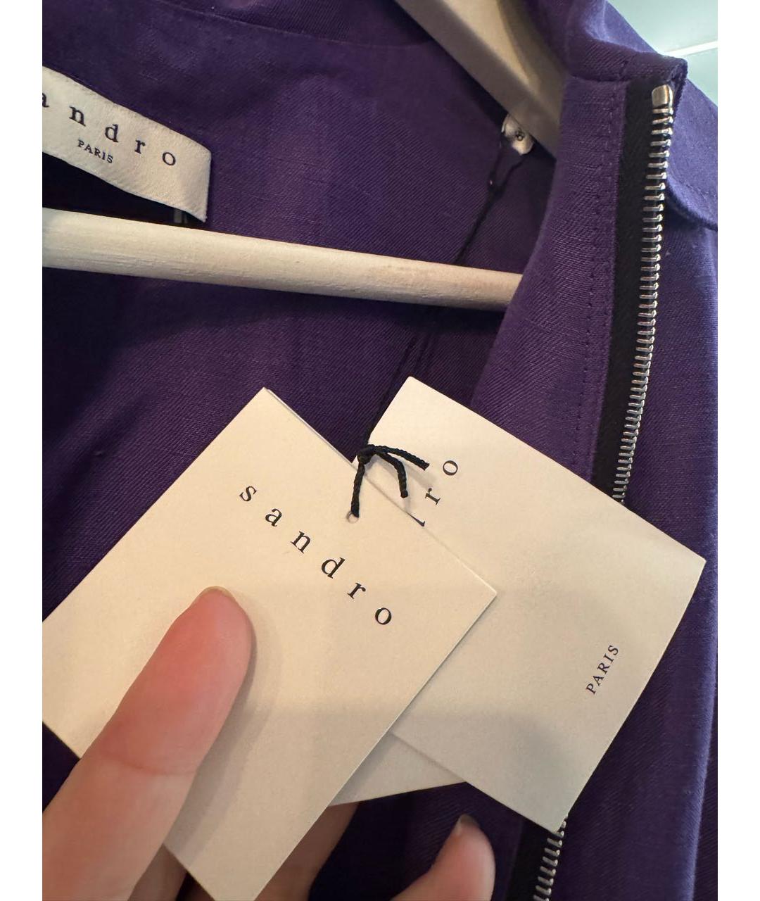 SANDRO Фиолетовое льняное повседневное платье, фото 4