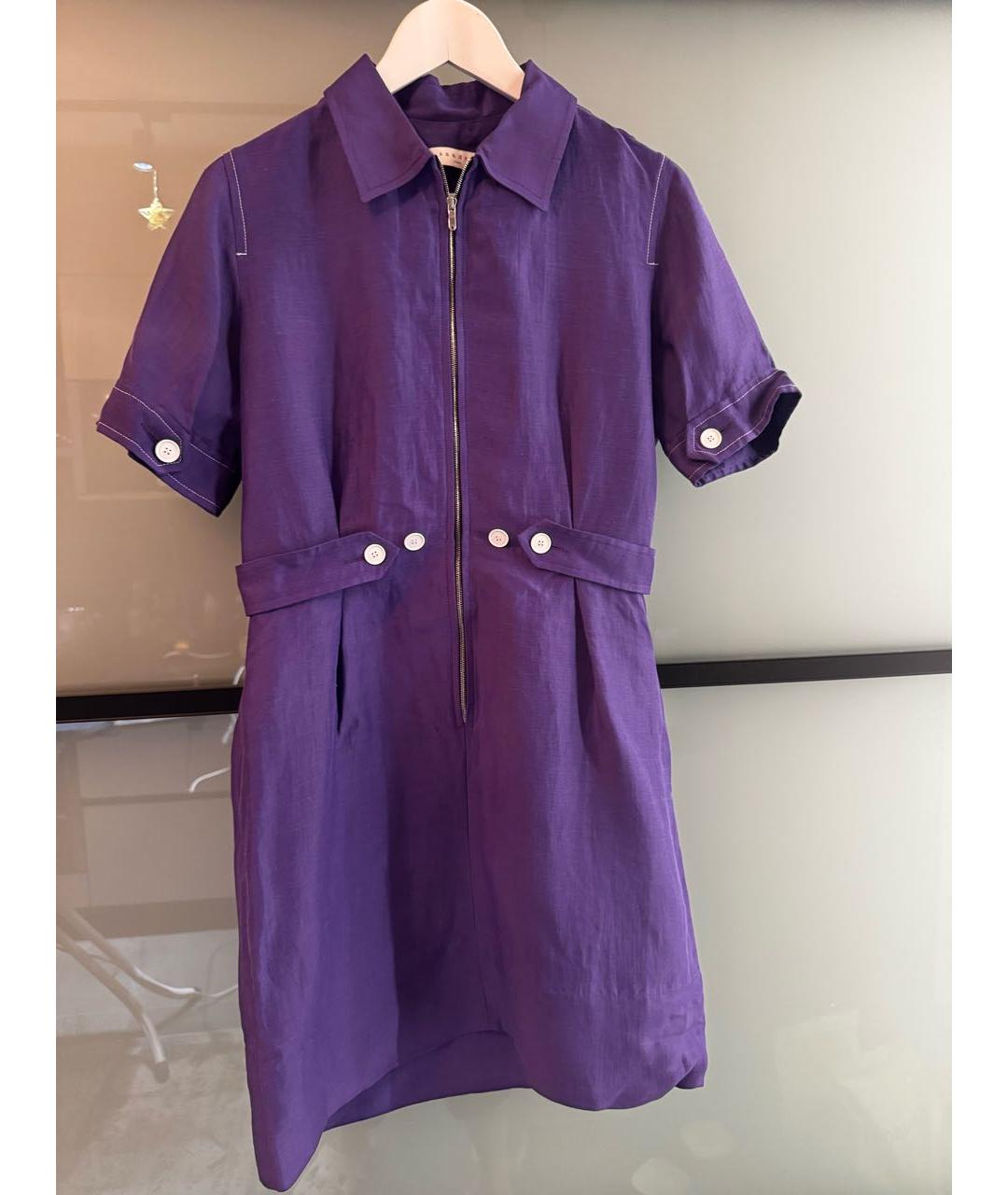 SANDRO Фиолетовое льняное повседневное платье, фото 9