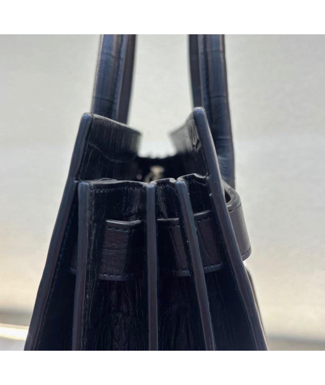 SAINT LAURENT Черная кожаная сумка тоут, фото 4